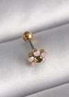 316L Çelik Gold Renk Zirkon Taşlı Çiçek Tragus Piercing