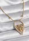 316L Çelik Gold Renk Zirkon Taşlı Detaylı Kalp Fidan Model Kadın Kolye