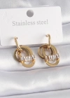 316L Çelik Gold Renk Zirkon Taşlı Halka Model Kadın Küpe