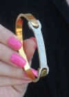 316L Çelik Gold Renk Zirkon Taşlı Kadın Kelepçe