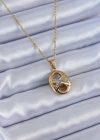 316L Çelik Gold Renk Zirkon Taşlı Kadın Kolye