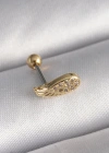 316L Çelik Gold Renk Zirkon Taşlı Kanat Tragus Piercing