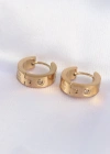 316L Çelik Gold Renk Zirkon Taşlı Minimal Model Halka Küpe