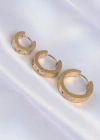 316L Çelik Gold Renk Zirkon Taşlı Model 3lü Halka Küpe