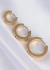 316L Çelik Gold Renk Zirkon Taşlı Model 3lü Halka Küpe