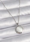 316L Çelik Gümüş Renk Beyaz Sedefli Daire Model Kadın Kolye