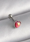 316L Çelik Gümüş Renk Kırmızı Mineli Kalp Tragus Piercing