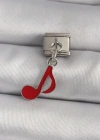 316L Çelik Gümüş Renk Kırmızı Nota Model Nomination Charm