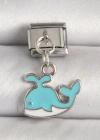 316L Çelik Gümüş Renk Mavi Balina Model Nomination Charm