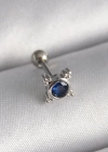 316L Çelik Gümüş Renk Mavi Zirkon Taşlı Tragus Piercing