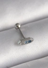 316L Çelik Gümüş Renk Mavi Zirkon Taşlı Tragus Piercing