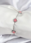 316L Çelik Gümüş Renk Pembe Baby Boy Yonca Kadın Bileklik
