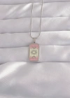 316L Çelik Gümüş Renk Pembe Mineli Ay Figür Tarot Kolye