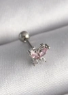 316L Çelik Gümüş Renk Pembe Zirkon Taşlı Kelebek Tragus Piercing