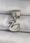 316L Çelik Gümüş Renk Sallantı Beyaz Kuğu Model Nomination Charm