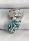 316L Çelik Gümüş Renk Sallantı Mavi Boğa Model Nomination Charm