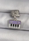 316L Çelik Gümüş Renk Sallantı Mor Piyano Figür Nomination Charm