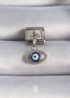 316L Çelik Gümüş Renk Sallantılı Göz Figür Nazar Boncuk Detay Nomination Charm