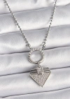 316L Çelik Gümüş Renk Topçuk Zincir Zirkon Taşlı Üçgen Model Kadın Kolye