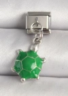 316L Çelik Gümüş Renk Yeşil Kaplumbağa Model Nomination Charm