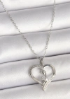 316L Çelik Gümüş Renk Zincir Zirkon Taş Detaylı Kalp Model Kadın Kolye