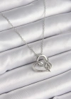 316L Çelik Gümüş Renk Zincir Zirkon Taş Detaylı Kalp Model Sonsuzluk Detay Kadın Kolye