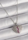 316L Çelik Gümüş Renk Zincir Zirkon Taşlı Kalp Model Kadın Kolye