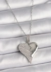 316L Çelik Gümüş Renk Zincir Zirkon Taşlı Kırık Kalp Model Kadın Kolye