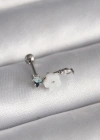 316L Çelik Gümüş Renk Zirkon Taş Detay Beyaz Çiçek Model Tragus Piercing