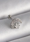 316L Çelik Gümüş Renk Zirkon Taşlı Ay Yıldız Tragus Piercing