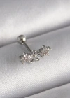 316L Çelik Gümüş Renk Zirkon Taşlı Çiçek Tragus Piercing