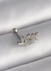 316L Çelik Gümüş Renk Zirkon Taşlı Dal Tragus Piercing