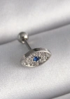316L Çelik Gümüş Renk Zirkon Taşlı Göz Tragus Piercing