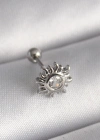 316L Çelik Gümüş Renk Zirkon Taşlı Güneş Tragus Piercing