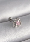 316L Çelik Gümüş Renk Zirkon Taşlı Kalp Tragus Piercing
