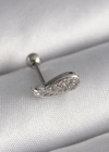 316L Çelik Gümüş Renk Zirkon Taşlı Kanat Tragus Piercing