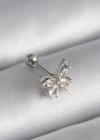 316L Çelik Gümüş Renk Zirkon Taşlı Kelebek Tragus Piercing