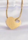 316L Çelik İtalyan Zincir Altın Renk Düz Plaka Kalp Kolye
