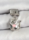 316L Çelik Sallantılı Kalp Detaylı Kedi Model Gümüş Renk Nomination Charm