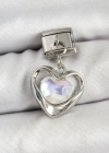 316L Çelik Sallantılı Zirkon Taşlı Kalp Model Gümüş Renk Nomination Charm