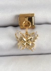 316L Çelik Sallantılı Zirkon Taşlı Kelebek Model Gold Renk Nomination Charm
