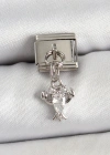 316L Çelik Sallantılı Zirkon Taşlı Yengeç Model Gümüş Renk Nomination Charm