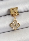 316L Çelik Sallantılı Zirkon Taşlı Yonca Model Gold Renk Nomination Charm