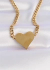 316L Çelik Zincir Altın Renk Düz Plaka Kalp Kolye