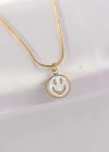 316L Çelik Zincir Altın Renk Mermer Desenli Minimal Smile Kolye