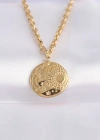 316L Çelik Zincir Altın Renk Oval Desenli Kolye