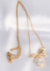 316L Çelik Zincir Altın Renk Zirkon Taşlı Damla Detay Fiyonk Kolye
