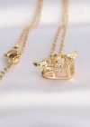 316L Çelik Zincir Altın Renk Zirkon Taşlı Kanatlı Kalp Kolye