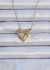 316L Çelik Zincir Altın Renk Zirkon Taşlı Mıknatıslı Kalp Kolye