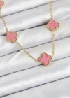 316L Çelik Zincir Gold Pembe Renk Yonca Kadın Kolye